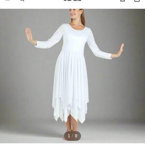 Asymmetrical Handkerchief Hem Worship Dress in White